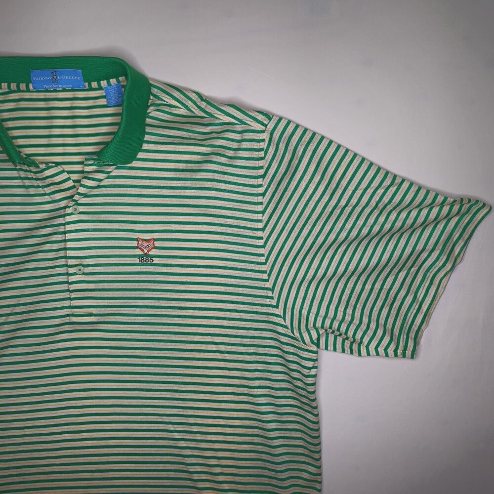 Fairway & Greene Mens Golf Polo Short Sleeve Shirt XL Embroidery VTG Striped